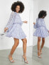 Фото #1 товара ASOS EDITION waisted blouson sleeve floral embellished mini dress in lilac