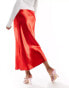 ASOS DESIGN high shine bias midi skirt in red