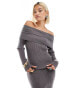 Фото #1 товара Glamorous off shoulder rib knit jumper in charcoal co-ird