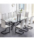 Фото #3 товара Modern Glass Dining Table for 6-8, Black Metal Legs