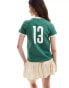 Bershka 'Portugal' football baby tee in dark green grün, XS - EU 34 - фото #4