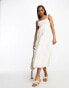 Miss Selfridge linen look frill strap tiered maxi dress in ivory