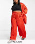 Фото #1 товара Vero Moda Curve wide leg satin trouser co-ord in red