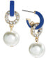 Gold-Tone Pavé Ring & Imitation Pearl Charm C-Hoop Earrings, Created for Macy's