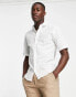 Фото #1 товара ONLY & SONS short sleeve slim fit shirt in linen mix in white