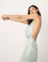 Фото #2 товара ASOS EDITION allover sequin deep cowl neck maxi dress in mint stripe print