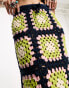 Reclaimed Vintage limited edition crochet skirt in Navy