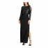 Фото #1 товара Ralph Lauren Women’s Sequined Cut Out Long Sleeve Jewel Neck Maxi Dress Black 6