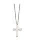 Chisel polished Small Cross Pendant on a 18 inch Cable Chain Necklace