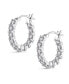 Sterling Silver White Gold Plated Cubic Zirconia Inside-Out Round Chunky Hoop Earrings