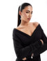 Simmi slinky wrap front off shoulder bodysuit in black