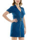 Juniors' Zip-Front Belted Denim Dress