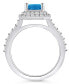 ფოტო #3 პროდუქტის Blue Topaz and Diamond Halo Ring