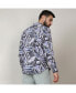 ფოტო #4 პროდუქტის Men's Charcoal Grey & Prussian Blue Marble Foliage Shirt