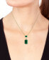 Фото #4 товара EFFY Collection eFFY® Green Onyx & Diamond (1/10 ct. t.w.) Two Stone 18" Pendant Necklace in 14k Gold