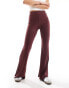 Фото #2 товара Monki super soft low waist flare jersey trousers in burgundy