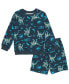 Фото #1 товара Boys Jurassic Park Blue French Terry Sweatshirt and Bike Shorts to