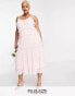 Фото #2 товара Vila Curve Exclusive Bridesmaid midi cami dress with frill detail in textured pink