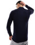 ONLY & SONS 1/4 zip knitted jumper in navy Синий, L - фото #3