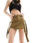 Фото #2 товара COLLUSION festival utility mini skirt with drop pocket and tab detail in khaki