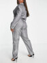 Фото #4 товара Simmi Plus glitter tailored trouser co-ord in gunmetal