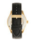 ფოტო #2 პროდუქტის Automatic Gregory Gold Case, Genuine Black Leather Watch 45mm