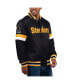 Фото #1 товара Men's Black Pittsburgh Steelers Home Game Satin Full-Snap Varsity Jacket