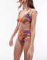 Topshop underwire bikini top with ring trims in abstract floral print