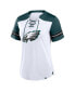 Women's White/Midnight Green Philadelphia Eagles Foiled Primary Lace-Up T-Shirt