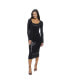 ფოტო #1 პროდუქტის Women's Long Sleeve Square Neck Disco Dot Maxi Dress