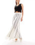 4th & Reckless knitted fringe hem maxi skirt in cream stripe