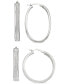 ფოტო #1 პროდუქტის 2-Pc. Set Glitter Oval & Round Hoop Earrings in Sterling Silver