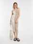 Фото #2 товара ASOS DESIGN sleeveless ribbed midi button through dress in neutral cream colour block