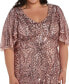 ფოტო #3 პროდუქტის R&M Richards Plus Size Sequin Flutter-Sleeve Godet Gown