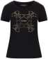 Фото #4 товара Women's Crewneck Embellished-Logo Short-Sleeve Top