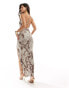 ASOS DESIGN cowl maxi dress with cross back in tonal rodeo print