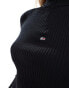 Tommy Jeans knit 1/4 zip top in black