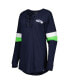 Фото #9 товара Women's College Navy Seattle Seahawks Athletic Varsity Lace-Up Long Sleeve T-shirt