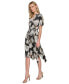 ფოტო #3 პროდუქტის Women's Printed Button-Front Tie-Waist Dress