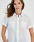 Фото #3 товара Women's Short-Sleeve Button-Front Shirt