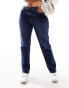 Фото #4 товара Wrangler plus high rise straight leg jean in dark wash blue