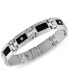 ფოტო #1 პროდუქტის Men's Diamond (1/8 ct. t.w.) & Black Enamel Bracelet in Stainless Steel