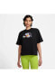 Sportswear Boxy Short-Sleeve Kadın geniş kadın çiçek logolu pamuklu spor t-shirt fb8191