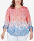 Фото #1 товара Plus Size Ombre Guava Paisley Printed Knit Top