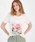 ფოტო #1 პროდუქტის Juniors' Rose Photo Print Graphic T-Shirt