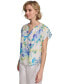 Фото #3 товара Women's Short Sleeve Floral-Print Blouse