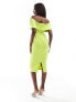 Фото #3 товара True Violet ruffle shoulder midi dress in lime