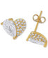 Lab-Grown White Sapphire Pear Heart Stud Earrings (3-1/8 ct. t.w.) in 14k Gold-Plated Sterling Silver