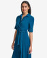 Women's Tie-Waist Elbow-Sleeve Shirtdress