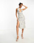 Фото #1 товара Starlet high neck midi dress with silver embellishment in grey